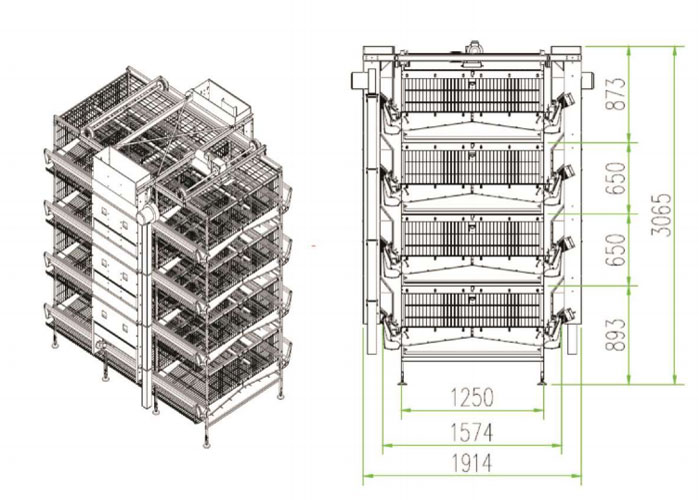 H type battery cage